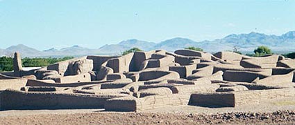 A maze of thick-walled adobe is all that is left of the ancestral pueblo of the Paquim� people. Copyright: Kathryn Means. 