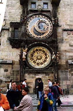 This ancient astronomical clock and circular calendar with the signs of the zodiac fired the young Kafka's imagination as he watched it from his window. Copyright Kathryn Means.