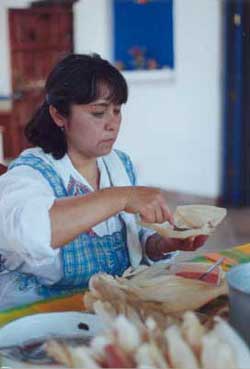   Do�a Estela in the midst of creation. Used with permissions, Mexican Home Cooking, 1999
