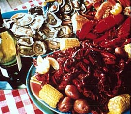 A sky-high platter of Southern seafood. Photo courtesy of The Gulf Coast Visitors Bureau.